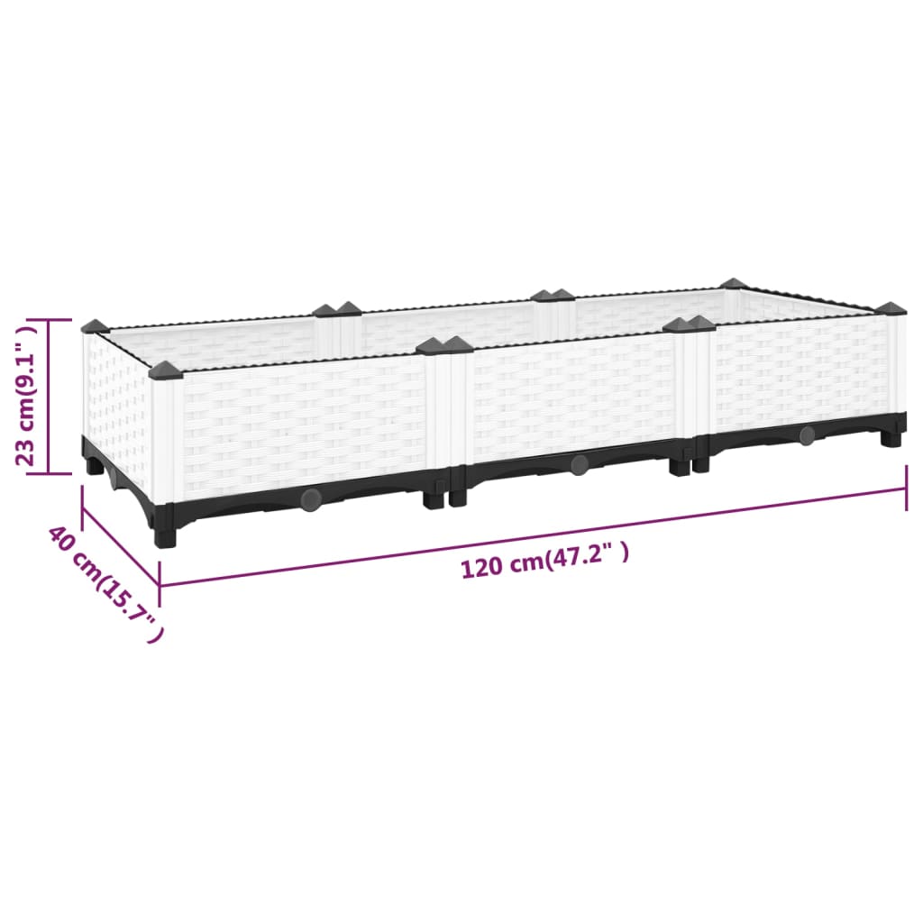 Plantenbak Verhoogd Polypropeen 120 x 40 x 23 cm Wit