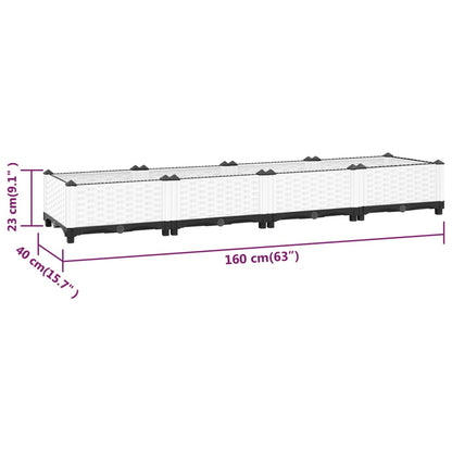 Plantenbak Verhoogd Polypropeen 160 x 40 x 23 cm Wit