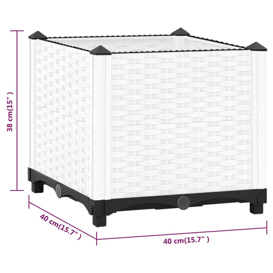 Plantenbak Verhoogd Polypropeen 40 x 40 x 38 cm Wit