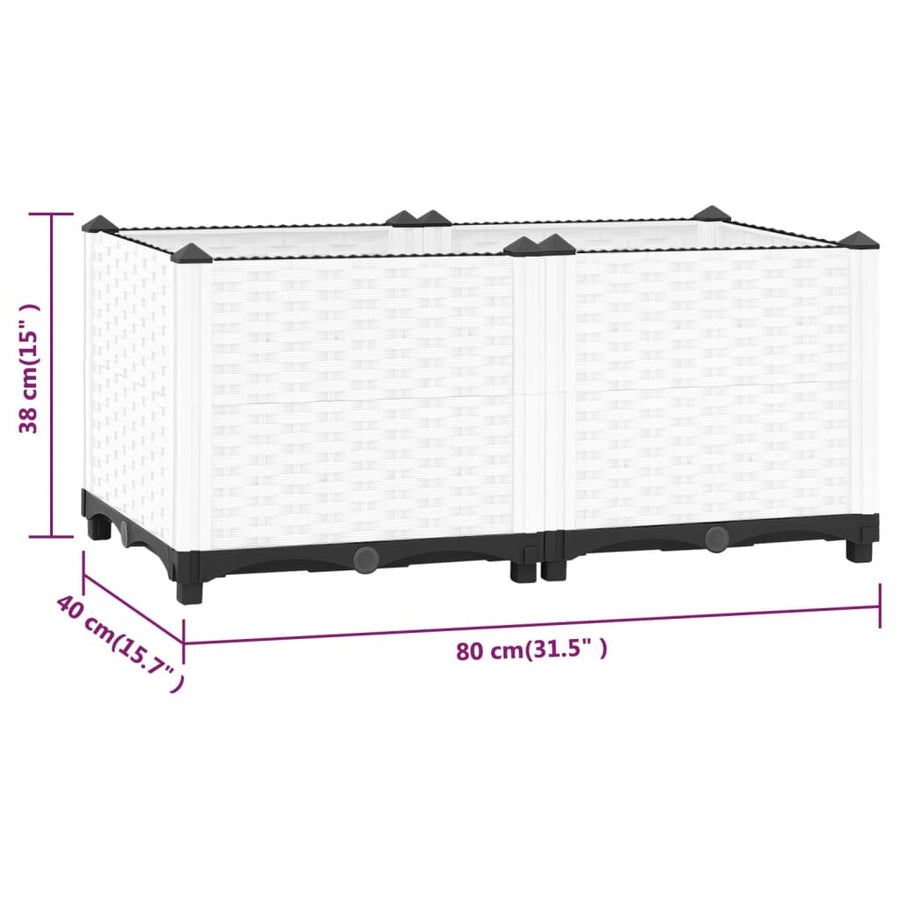 Plantenbak Verhoogd Polypropeen 80 x 40 x 38 cm Wit