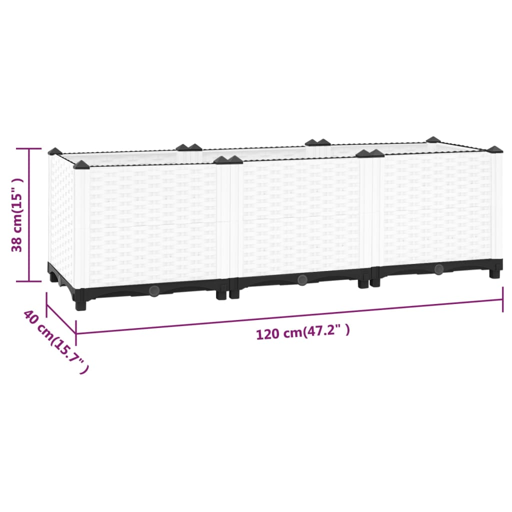 Plantenbak Verhoogd Polypropeen 120 x 40 x 38 cm Wit