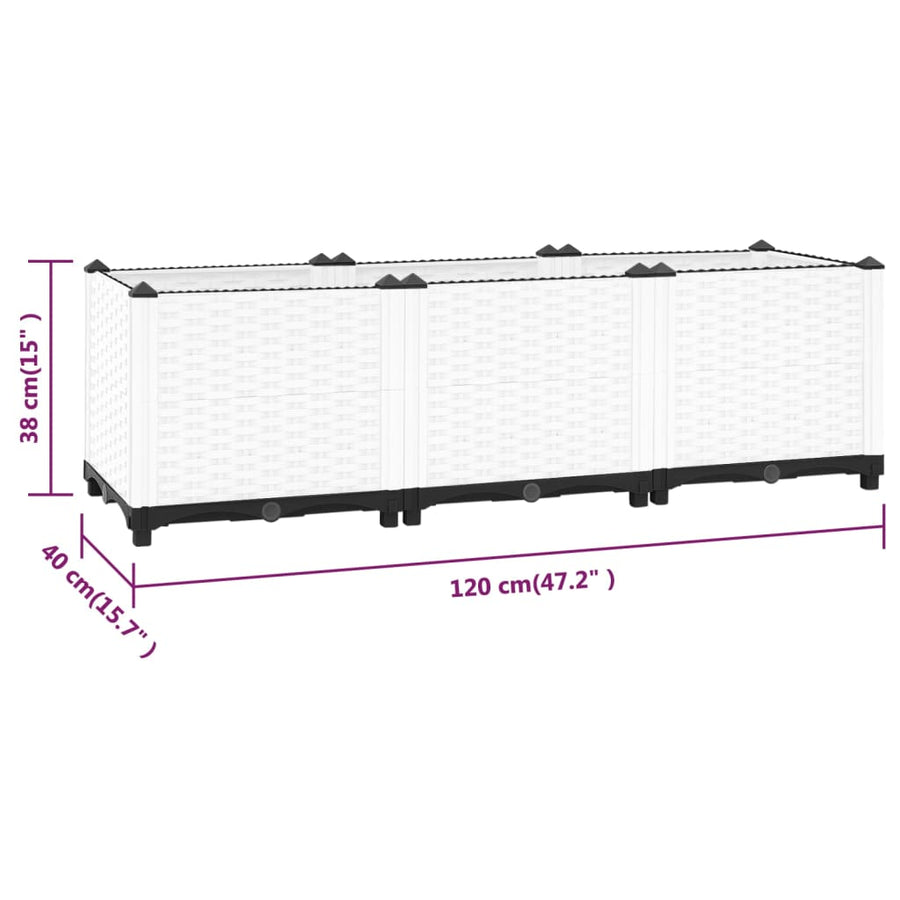 Plantenbak Verhoogd Polypropeen 120 x 40 x 38 cm Wit