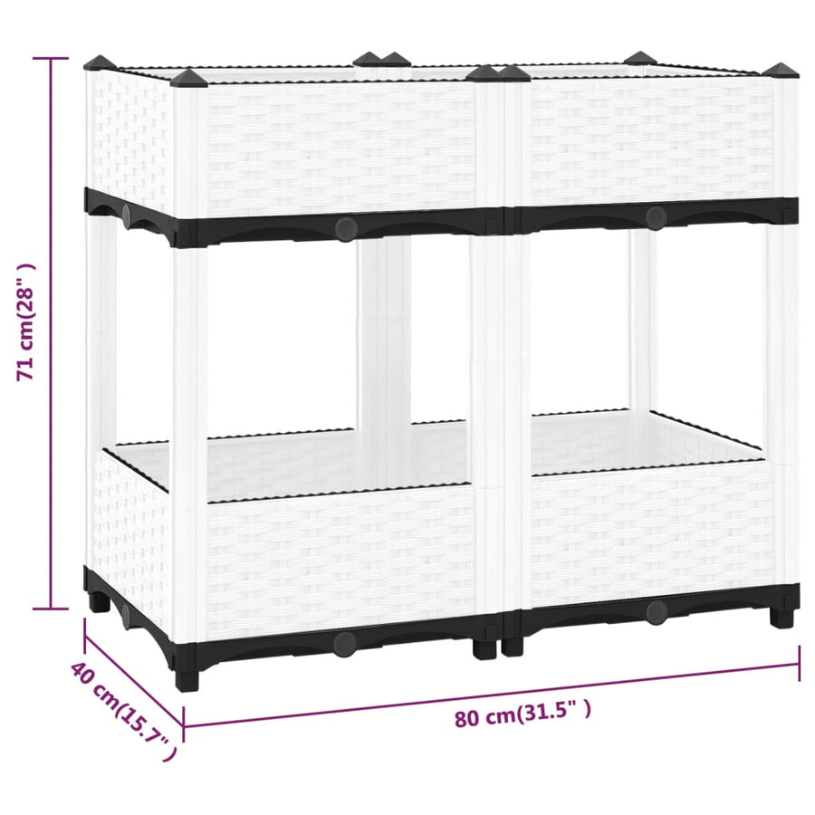 Plantenbak Verhoogd Polypropeen 80 x 40 x 71 cm Wit