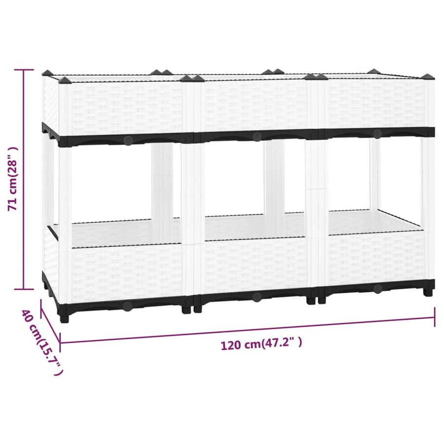 Plantenbak Verhoogd Polypropeen 120 x 40 x 71 cm Wit