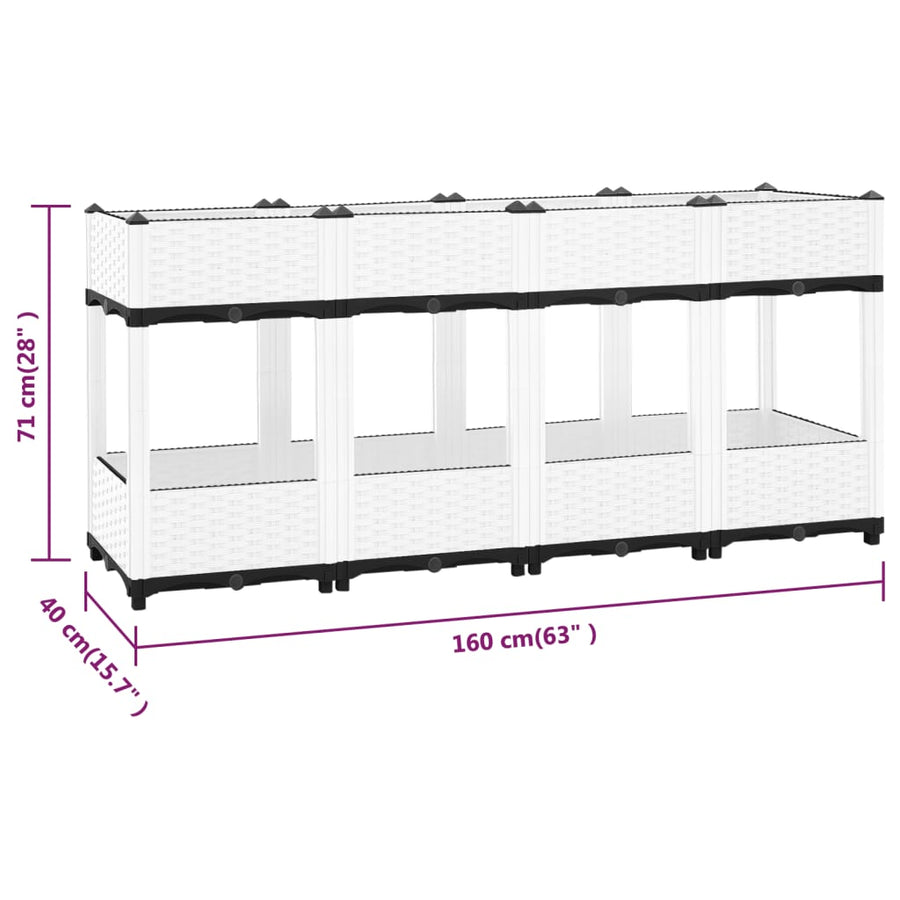 Plantenbak Verhoogd Polypropeen 160 x 40 x 71 cm Wit