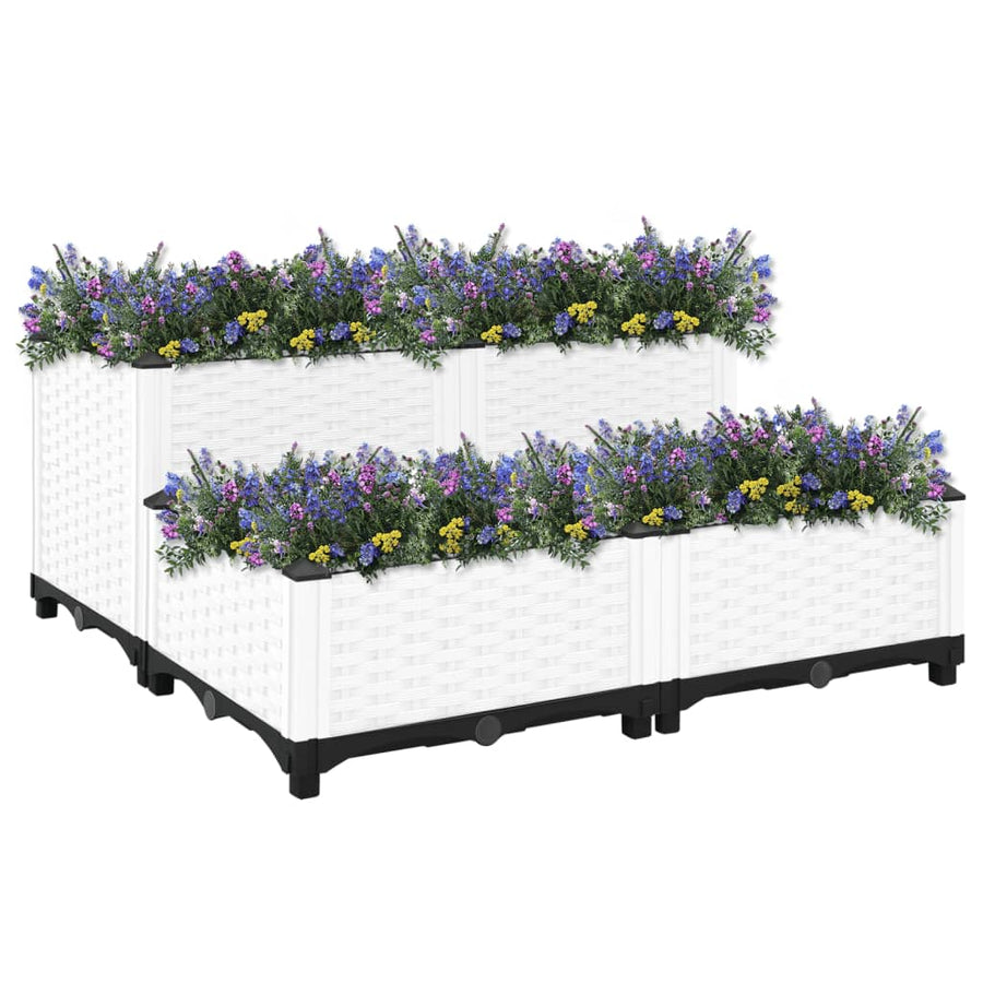 Plantenbak Verhoogd 80X80X38 Cm Polypropyleen 80 x 80 x (23-38) cm Wit