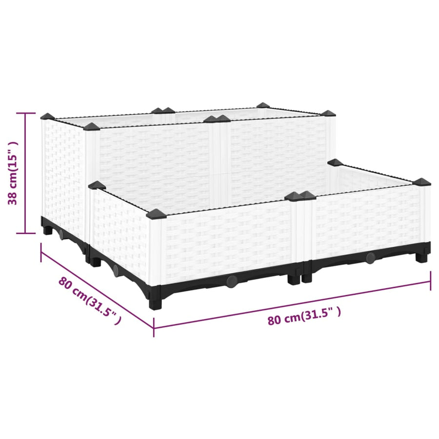 Plantenbak Verhoogd 80X80X38 Cm Polypropyleen 80 x 80 x (23-38) cm Wit