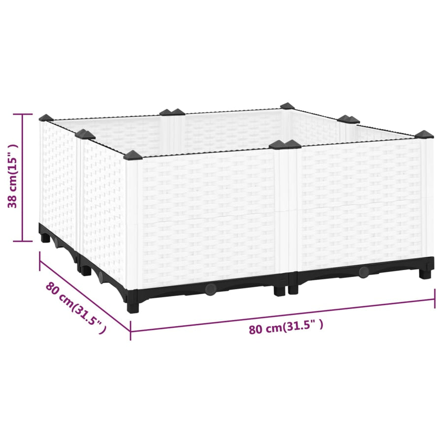 Plantenbak Verhoogd Polypropyleen 80 x 80 x 38 cm Wit