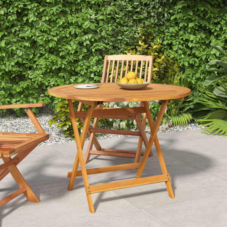 Tuintafel Inklapbaar Ø 90X75 Cm Massief Acaciahout 90 cm