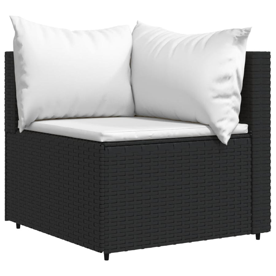 Tuin Met Kussens Poly Rattan Zwart en wit Hoekbank