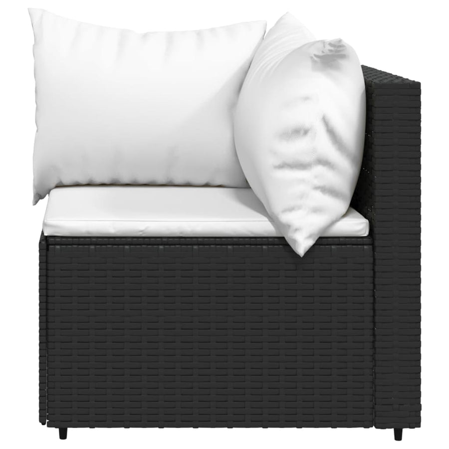 Tuinhoekbanken Met Kussens 2 St Poly Rattan Zwart en wit 2x hoek