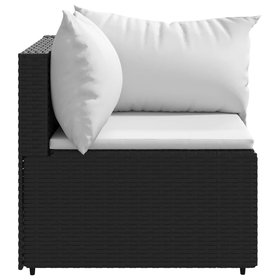 Tuinhoekbanken Met Kussens 2 St Poly Rattan Zwart en wit 2x hoek