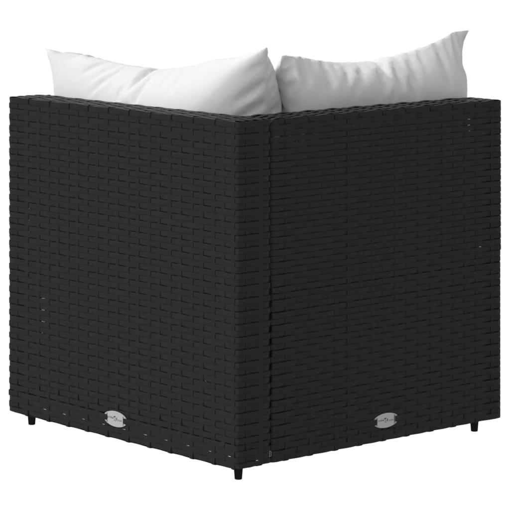 Tuinhoekbanken Met Kussens 2 St Poly Rattan Zwart en wit 2x hoek