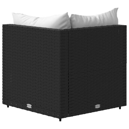 Tuinhoekbanken Met Kussens 2 St Poly Rattan Zwart en wit 2x hoek