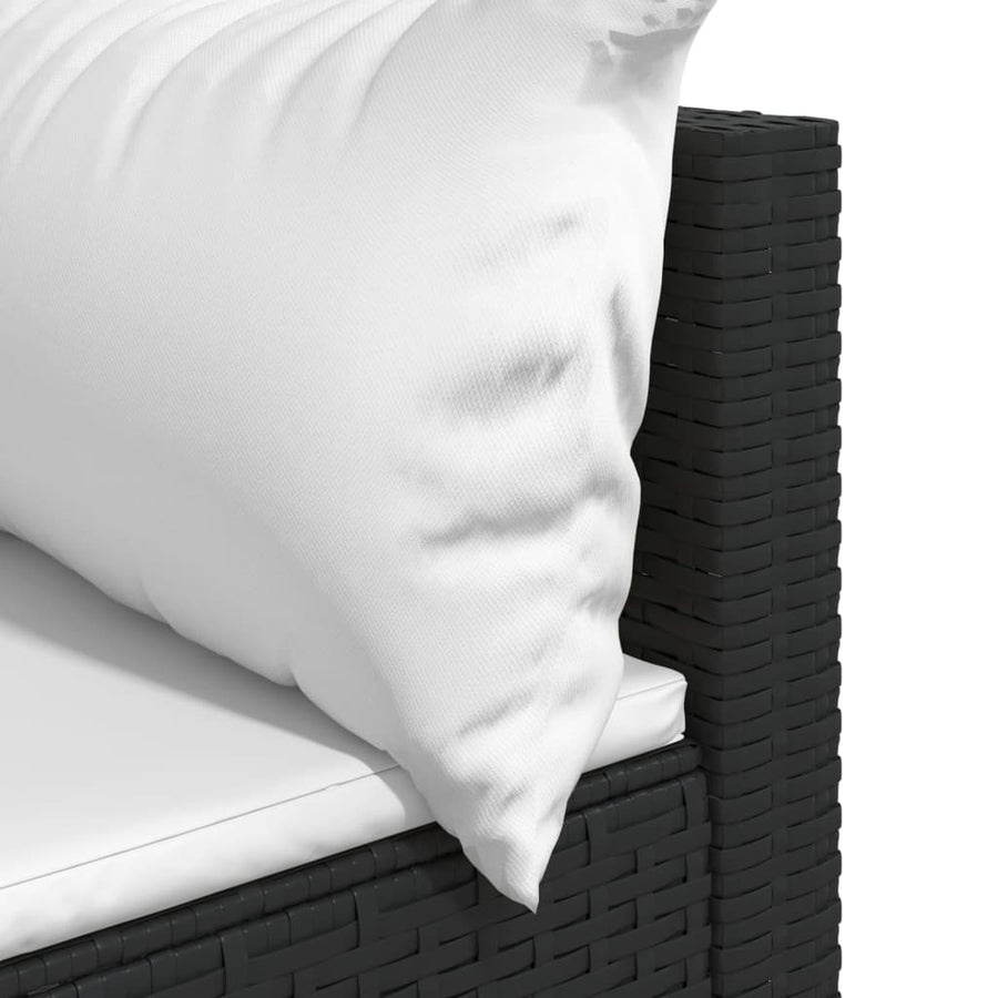 Tuinhoekbanken Met Kussens 2 St Poly Rattan Zwart en wit 2x hoek
