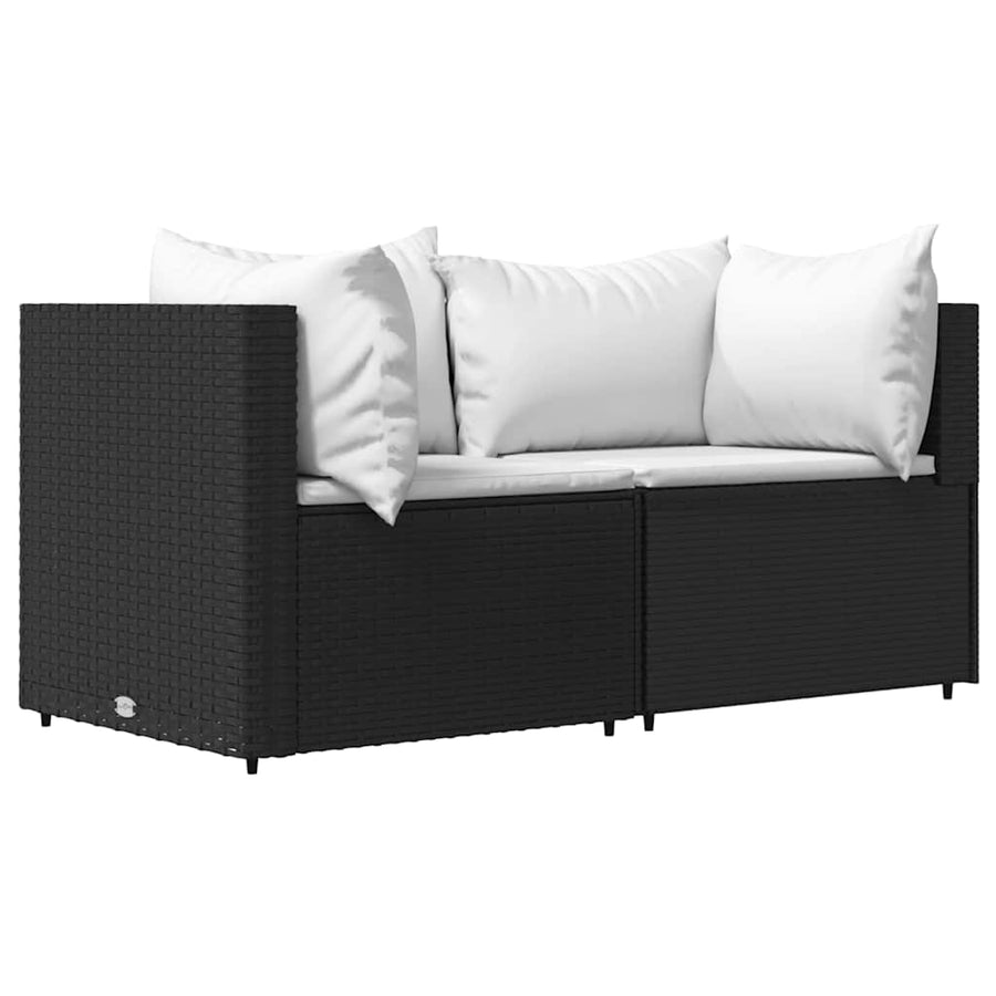 3-Delige Loungeset Met Kussens Poly Rattan 1 Zwart en wit