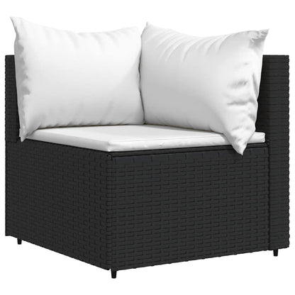 3-Delige Loungeset Met Kussens Poly Rattan 1 Zwart en wit