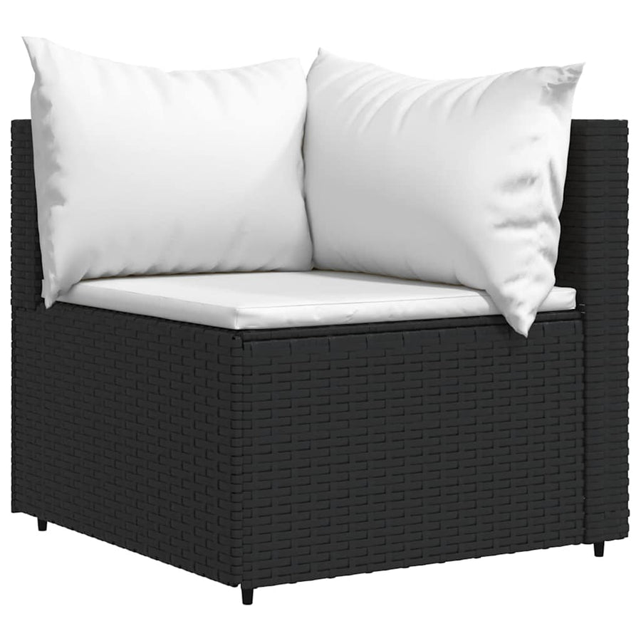 3-Delige Loungeset Met Kussens Poly Rattan 1 Zwart en wit