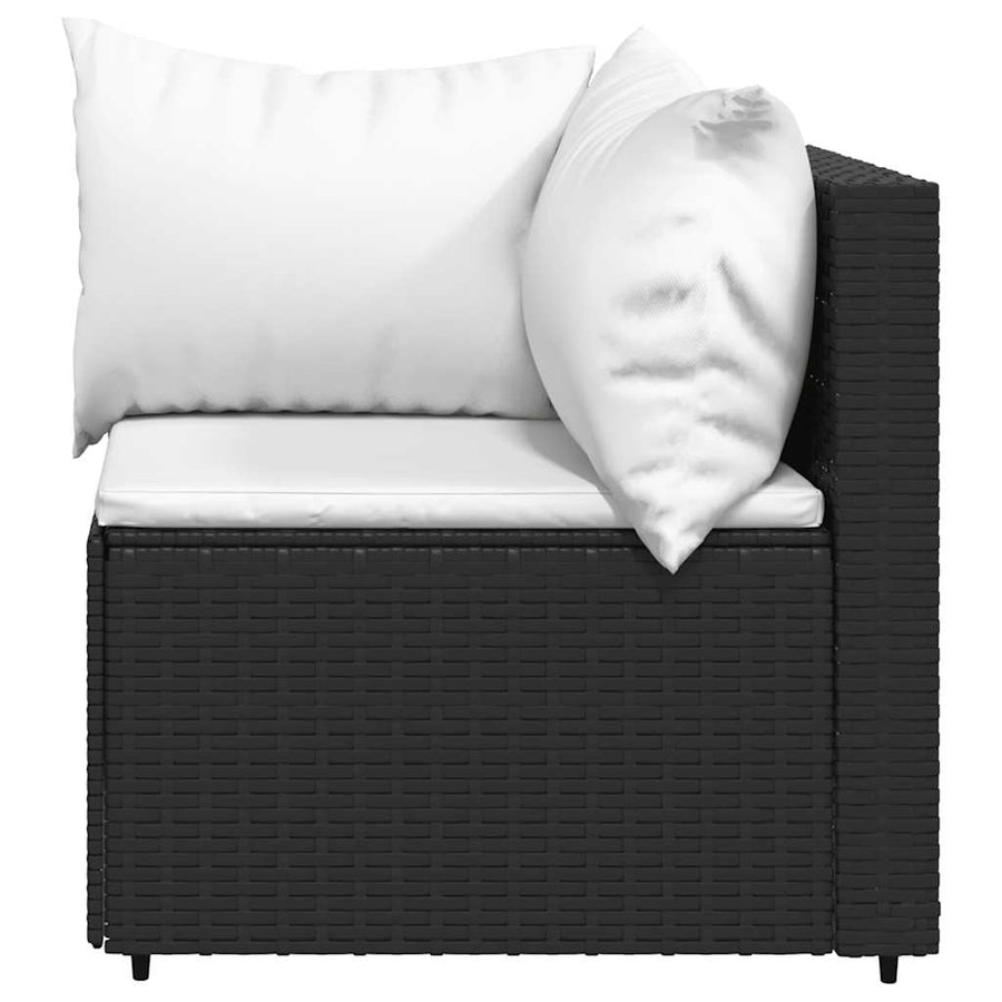 3-Delige Loungeset Met Kussens Poly Rattan 1 Zwart en wit