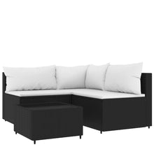 4-Delige Loungeset Met Kussens Poly Rattan 1 Zwart en wit