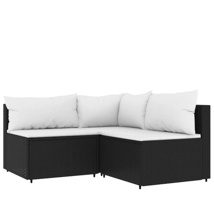 4-Delige Loungeset Met Kussens Poly Rattan 1 Zwart en wit