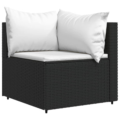 4-Delige Loungeset Met Kussens Poly Rattan 1 Zwart en wit