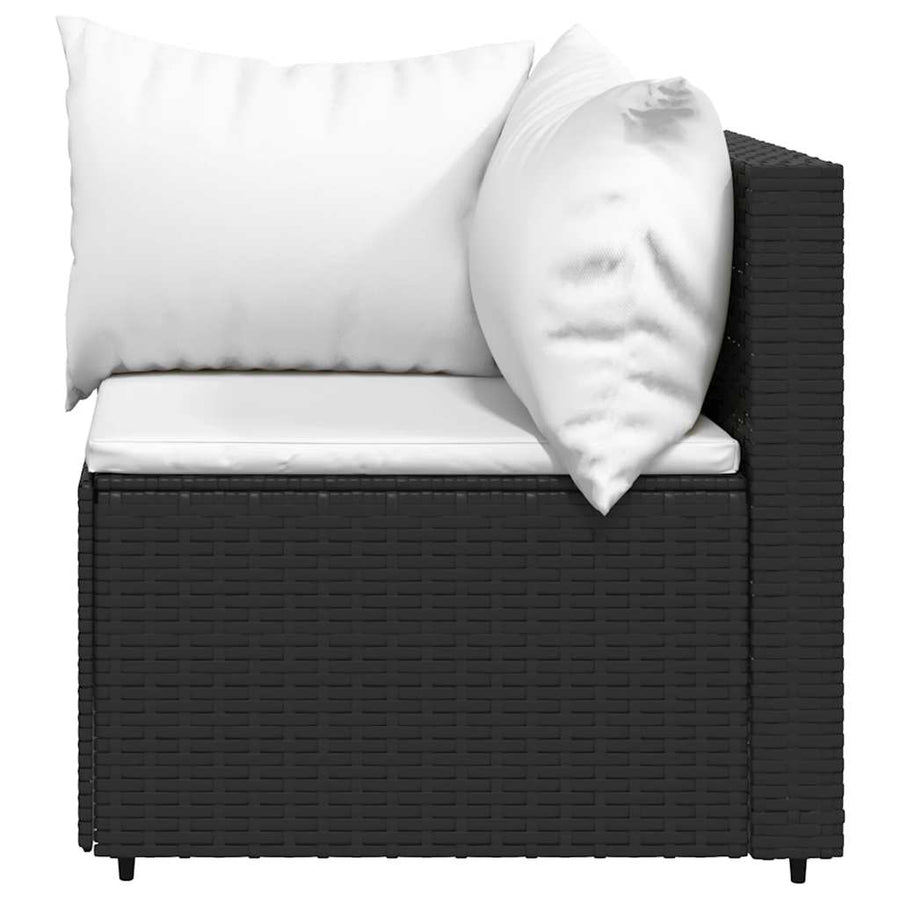 4-Delige Loungeset Met Kussens Poly Rattan 1 Zwart en wit