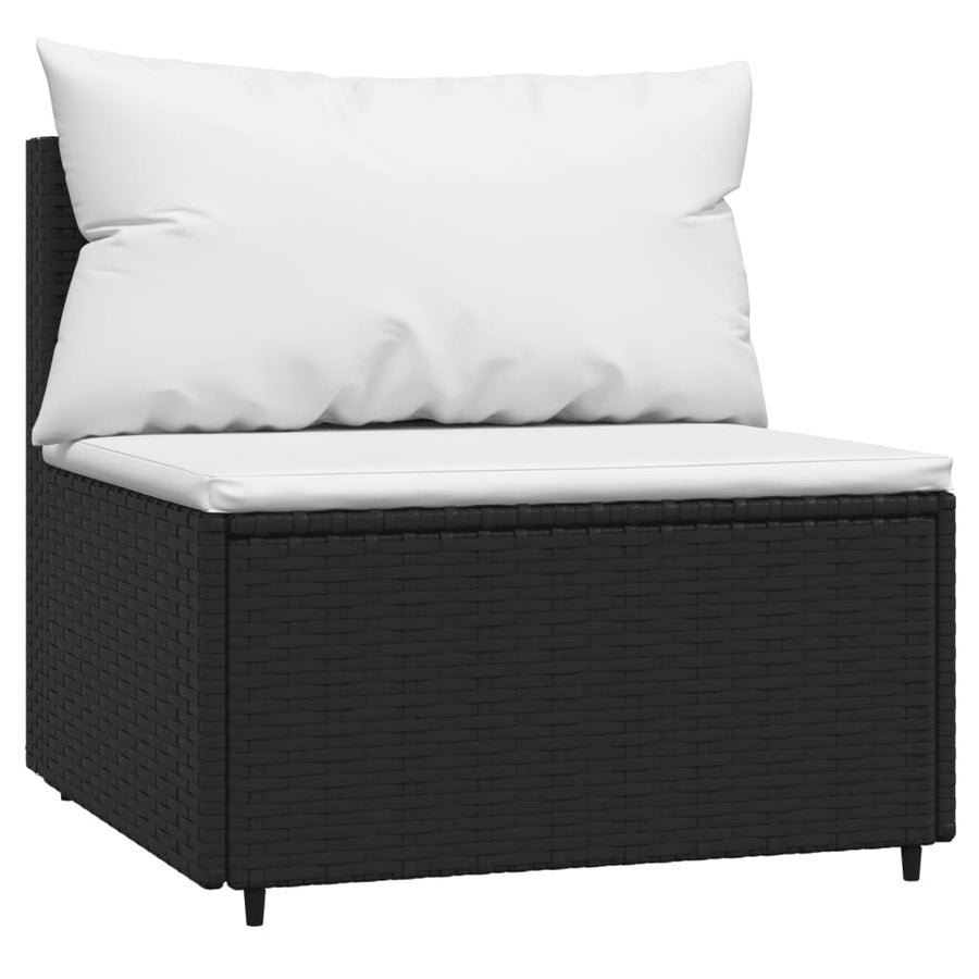 3-Delige Loungeset Met Kussens Poly Rattan Zwart en wit 2x hoek + midden