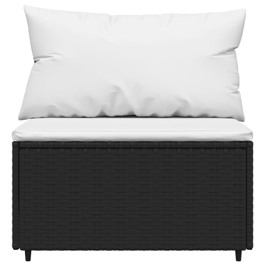 3-Delige Loungeset Met Kussens Poly Rattan Zwart en wit 2x hoek + midden