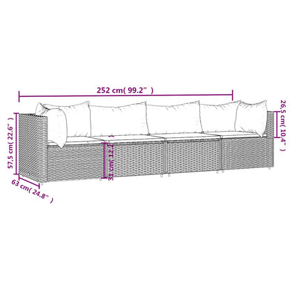 4-Delige Loungeset Met Kussens Poly Rattan 1