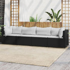 4-Delige Loungeset Met Kussens Poly Rattan Zwart en wit 2x hoek + 2x midden