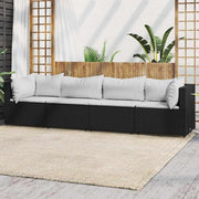 Loungeset 4-delig poly rattan zwart