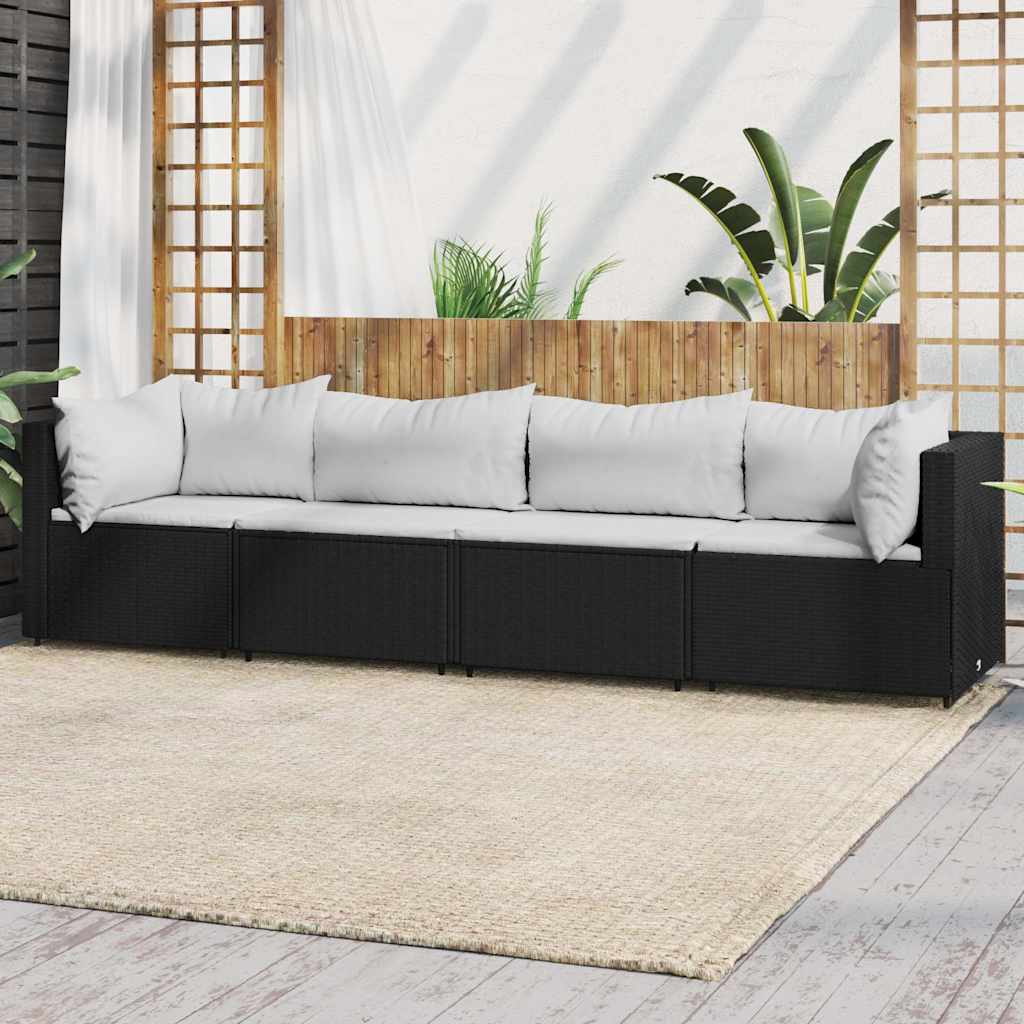 4-Delige Loungeset Met Kussens Poly Rattan 1