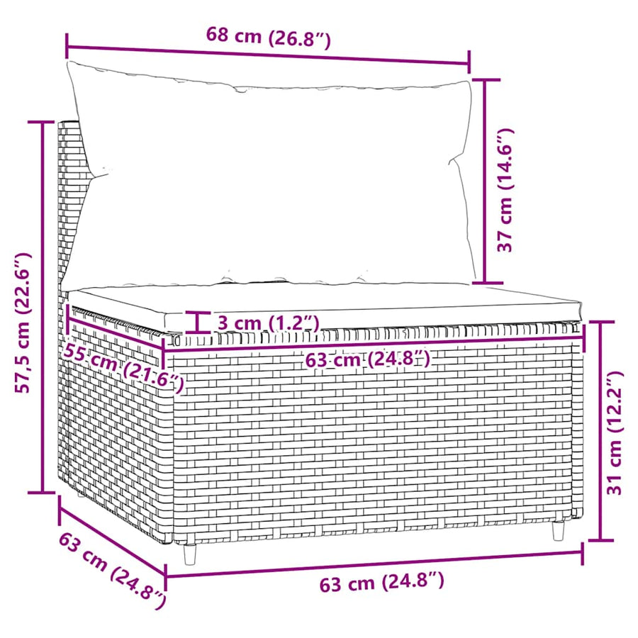 Tuinmiddenbank Met Kussens Poly Rattan 1
