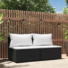 Tuinmiddenbanken Met Kussens 2 St Poly Rattan Zwart en wit 2x midden