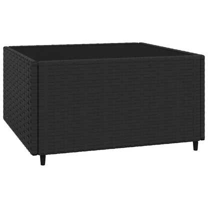 3-Delige Loungeset Met Kussens Poly Rattan Zwart Zwart en wit 2x midden + Tafel