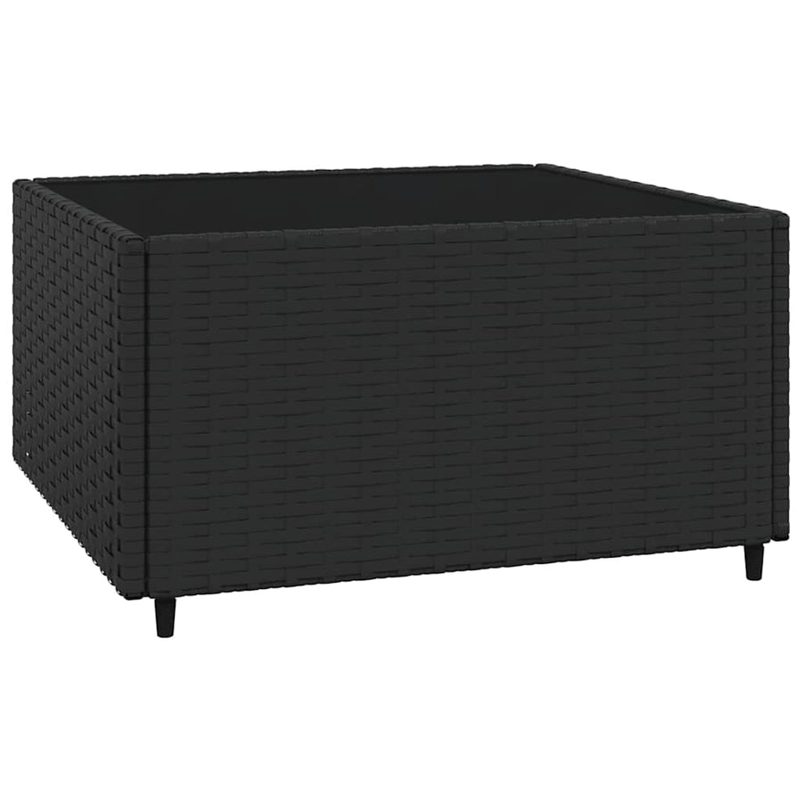 3-Delige Loungeset Met Kussens Poly Rattan Zwart Zwart en wit 2x midden + Tafel