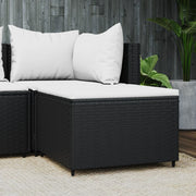 Voetensteun poly rattan 55x55x31 cm zwart wit kussen