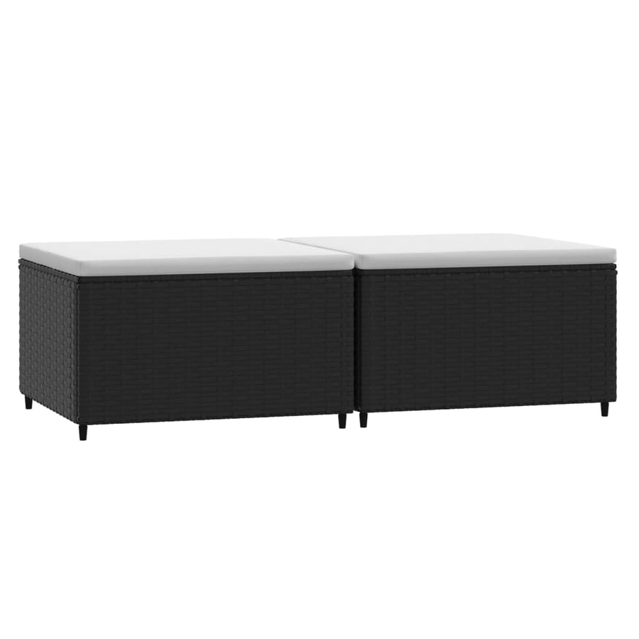 Voetensteunen Met Kussen Poly Rattan 2 Zwart en wit