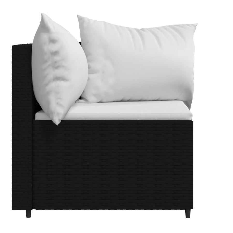 Tuinhoekbanken Met Kussens 2 St Poly Rattan Zwart en wit 2x hoek