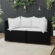 Tuinhoekbank poly rattan zwart 2 stuks