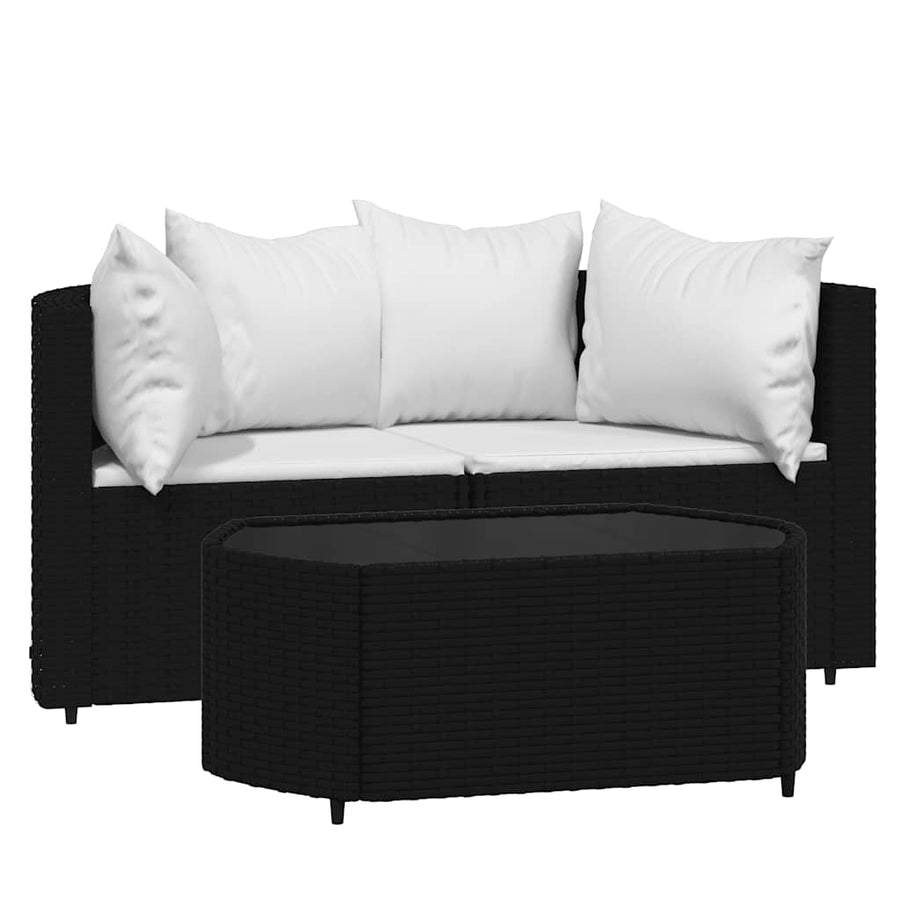 3-Delige Loungeset Met Kussens Poly Rattan 1