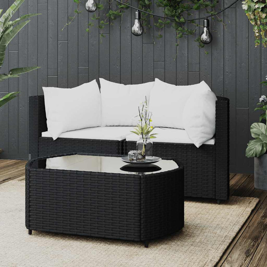 3-Delige Loungeset Met Kussens Poly Rattan 1