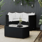 -Delige Loungeset Met Kussens Poly Rattan Zwart en wit