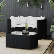 Loungeset 4-delig poly rattan zwart