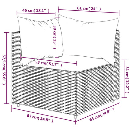 Tuin Met Kussens Poly Rattan Bruin Hoekbank