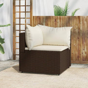 Garden Corner Sofa with Cushions Poly Rattan Brown