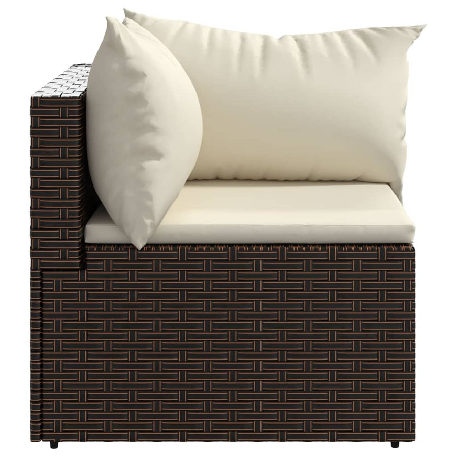 Tuinhoekbanken Met Kussens 2 St Poly Rattan Bruin 2x hoek