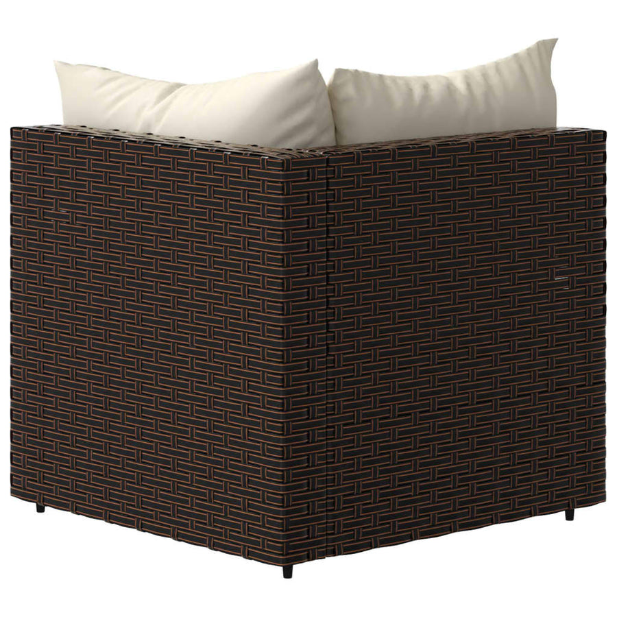 Tuinhoekbanken Met Kussens 2 St Poly Rattan Bruin 2x hoek