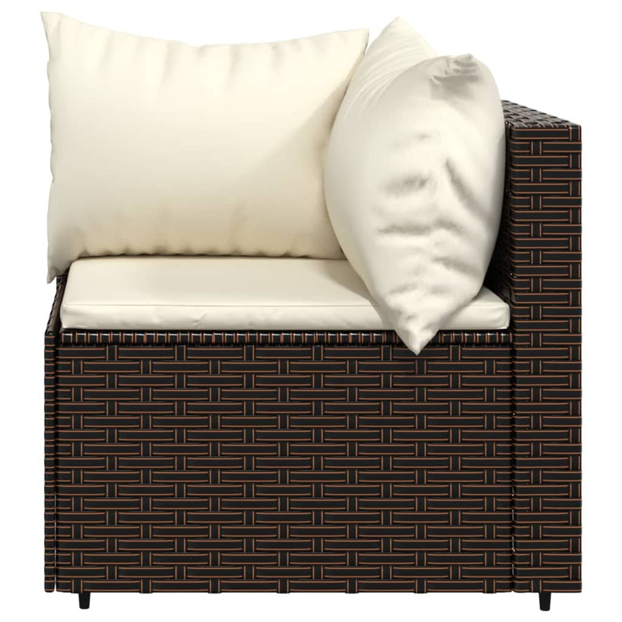3-Delige Loungeset Met Kussens Poly Rattan Bruin 2x hoek + Tafel
